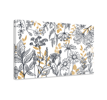 Quadro fiori Variazione "glamour floreale" con oro - TenStickers