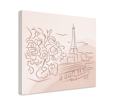 Quadro città e paesi scena floreale parigina - TenStickers