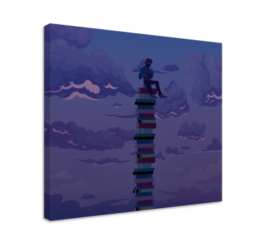 Quadro vintage libri impilati verso il cielo - TenStickers