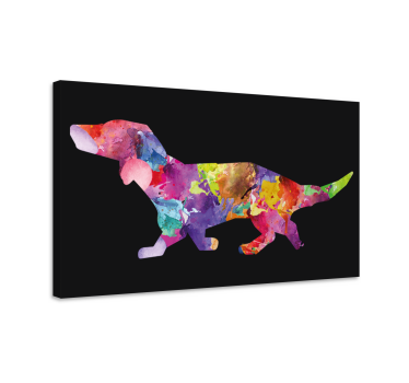 Quadro moderno Cane colorato quadro in nero - TenStickers