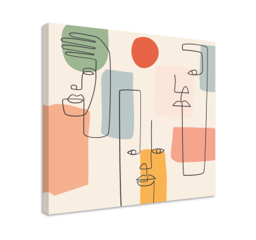 Quadro astratto volti in linea minimalista - TenStickers