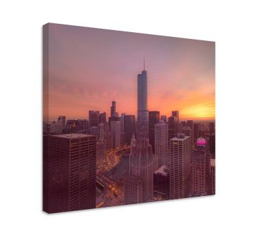 Quadro città e paesi tramonto sullo skyline di chicago - TenStickers
