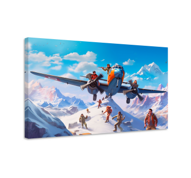 Quadro videogioco personaggi su un aereo - TenStickers