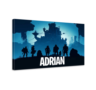 Quadro videogioco castello epico blu con nome - TenStickers
