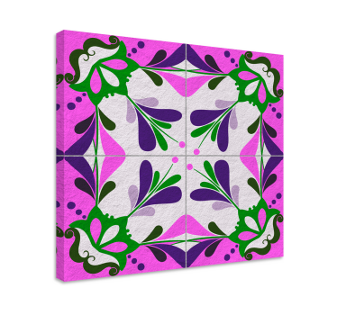 Quadro vintage piastrella idraulica rosa - TenStickers