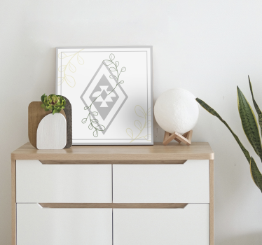 Quadro salone motivo geometrico a foglie - TenStickers