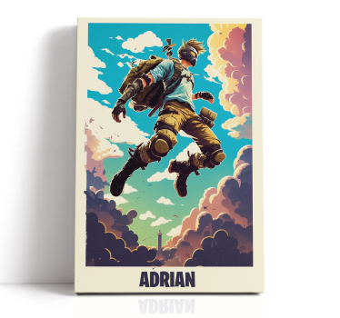 Quadro videogioco personaggio epico con nome personalizzato - TenStickers