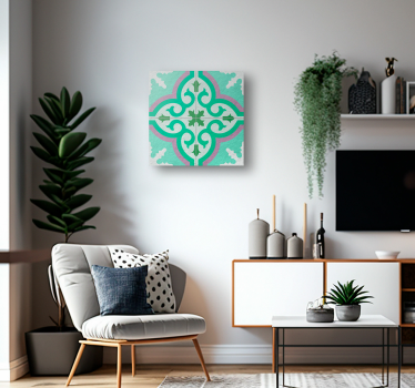 Quadro vintage piastrella idraulica verde - TenStickers