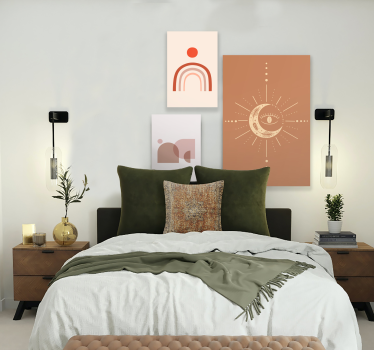 Quadro astratto disegno della mezzaluna celeste - TenStickers