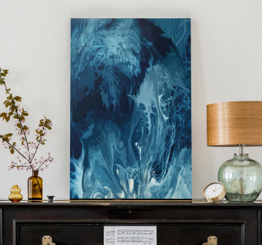 Quadro astratto Onde acquerello toni blu - TenStickers