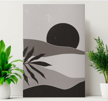 Quadro astratto paesaggio tramonto grigio - TenStickers