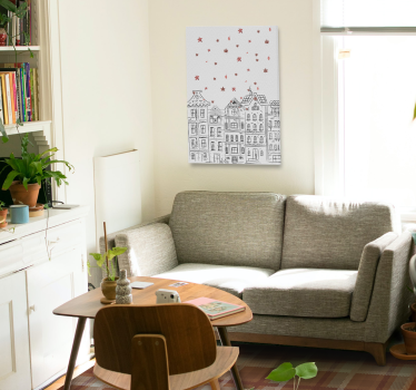 Quadro città e paesi affascinante scena stellata - TenStickers