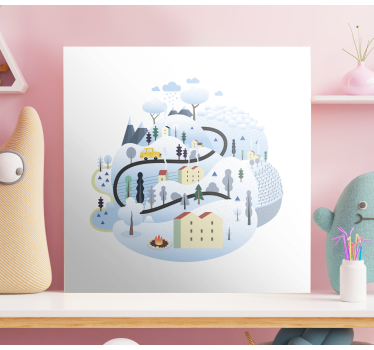 Quadro città e paesi percorso panoramico invernale - TenStickers