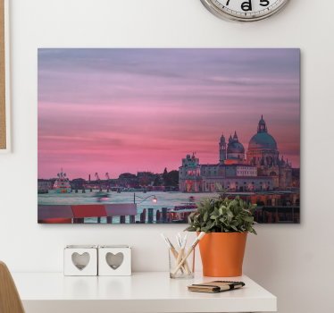 Quadro città e paesi silhouette del tramonto veneziano - TenStickers