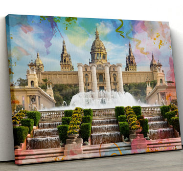 Quadro città e paesi splendore della fontana di barcellona - TenStickers