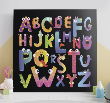 Dipinto con alfabeto e lettere caratteri mostruosi - TenStickers