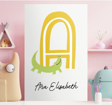 Dipinto con alfabeto e lettere un compagno coccodrillo - TenStickers