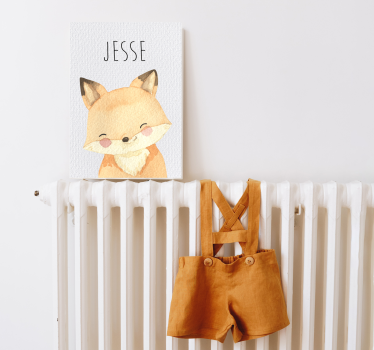Quadro per cameretta cucciolo di volpe sorridente con nome - TenStickers