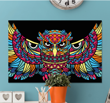 Quadro con uccelli Animali geometrici gufo coraggioso - TenStickers
