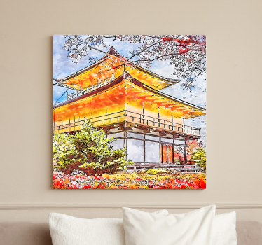 Quadro di città e paesi Alberi in fiore giapponesi - TenStickers