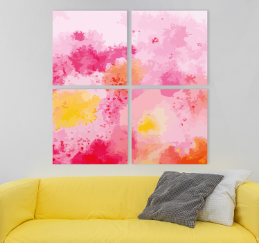 Dipinto fiori astratto rosa - TenStickers