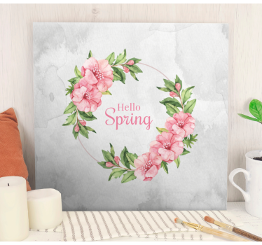Dipinto fiori e piante cerchio floreale di auguri - TenStickers