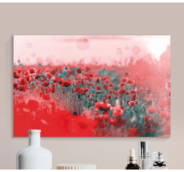 Dipinto fiori prato di papaveri vivace - TenStickers