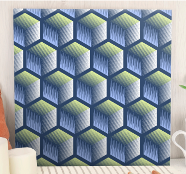 Dipinto geometrico motivo a cubi esagonali - TenStickers