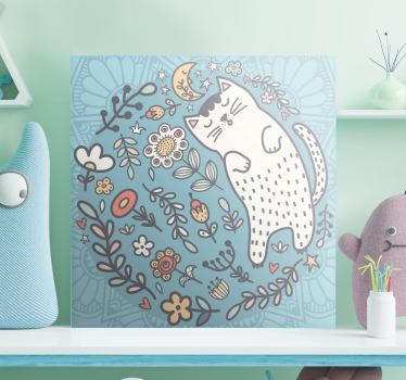 Quadro con struttura circolare e gatto - TenStickers