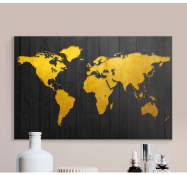 Quadro mappamondo oro con struttura in legno - TenStickers