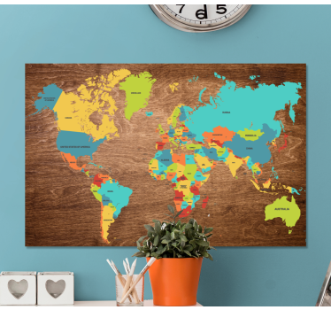 Quadro del mappamondo con struttura in legno - TenStickers