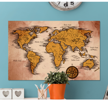 Quadro mappamondo effetto retrò - TenStickers