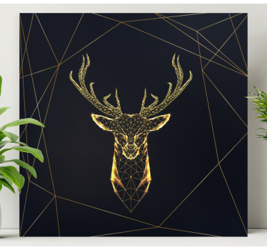 Quadro con cervo nero e oro - TenStickers
