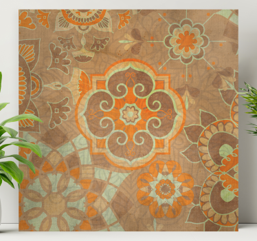 Dipinto orientale motivi botanici elaborati - TenStickers