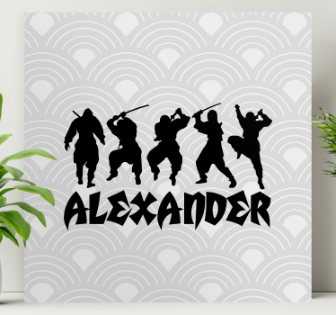 Quadro supereroi azione silhouette ninja - TenStickers
