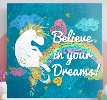 Quadro unicorno Frase multicolore di unicorno - TenStickers