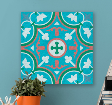 Quadro vintage piastrella idraulica blu - TenStickers
