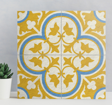 Quadro vintage piastrella idraulica gialla - TenStickers