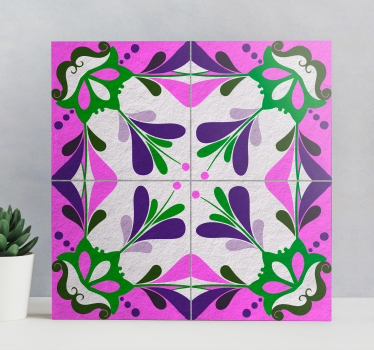 Quadro vintage piastrella idraulica rosa - TenStickers