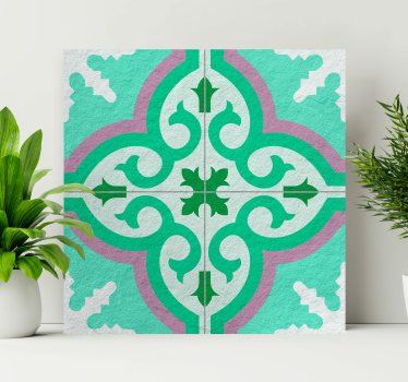Quadro vintage piastrella idraulica verde - TenStickers