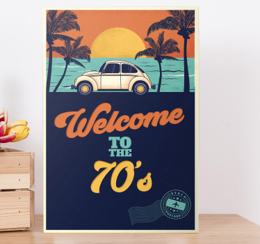 Quadro vintage poster retrò sulla spiaggia - TenStickers