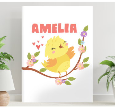 Quadro 3d uccellino giallo allegro - TenStickers
