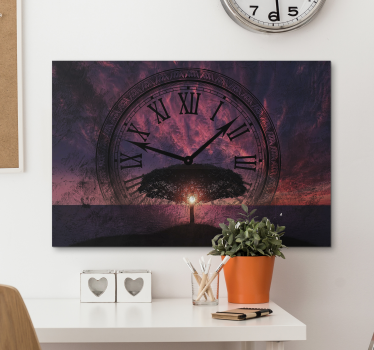 Quadro astratto tramonto senza tempo con albero - TenStickers