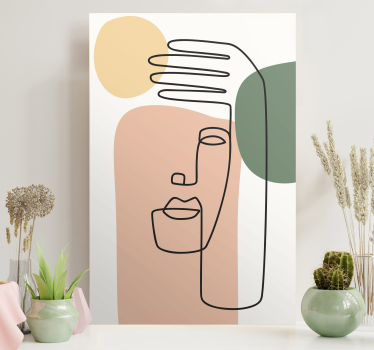 Quadro astratto volto lineare astratto - TenStickers