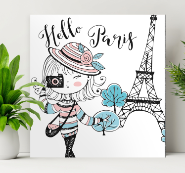 Quadro città e paesi ciao ragazza di parigi - TenStickers