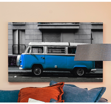Quadro città e paesi furgone blu classico - TenStickers