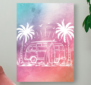 Quadro città e paesi furgone surf retrò - TenStickers