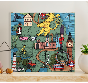 Quadro città e paesi mappa dell'inghilterra - TenStickers