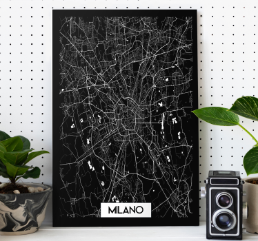 Quadro di città e paesi Milano carta topografica - TenStickers