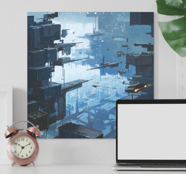Quadro città e paesi paesaggio urbano futuristico - TenStickers